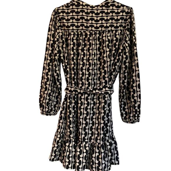 Zara Womens Dress Size S Black White Print Long Sleeve Wrap - Picture 4 of 5